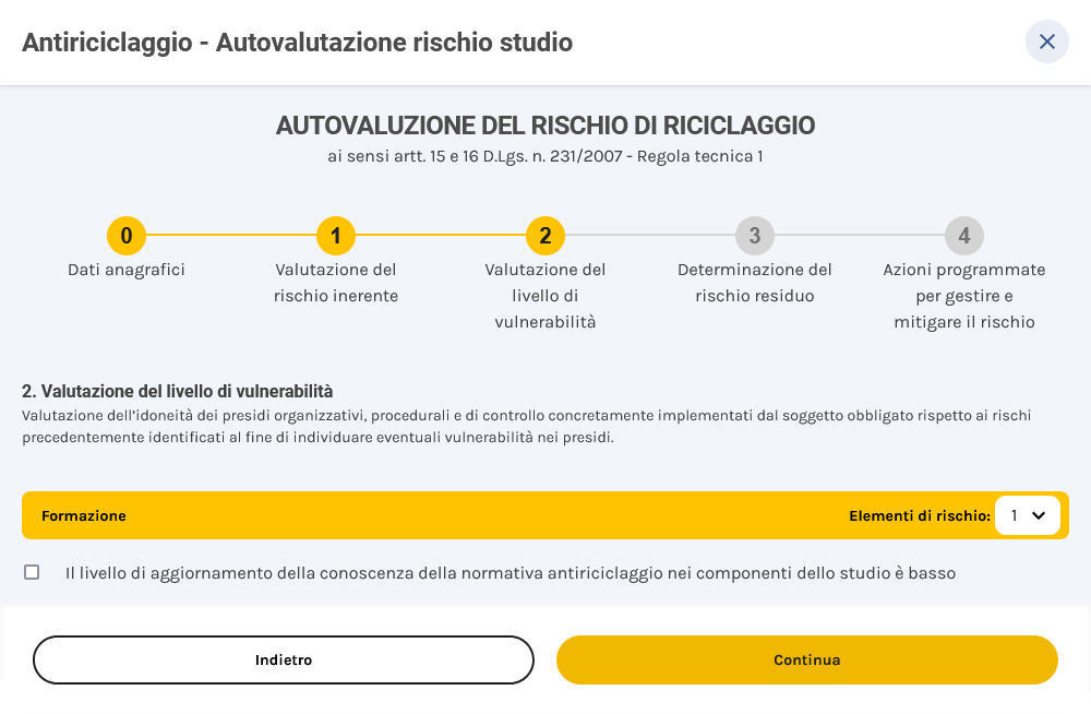 autovalutazione-antiriciclaggio-livello-vulnerabilita